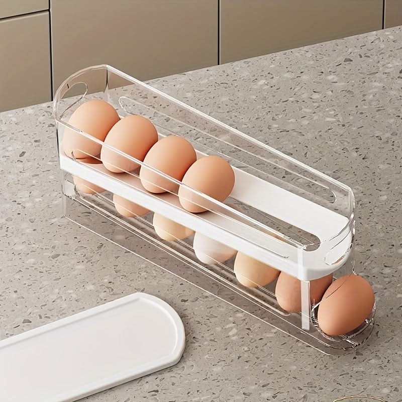 Double-Layer Rolling Egg Storage Box – Space-Saving Refrigerator Organizer