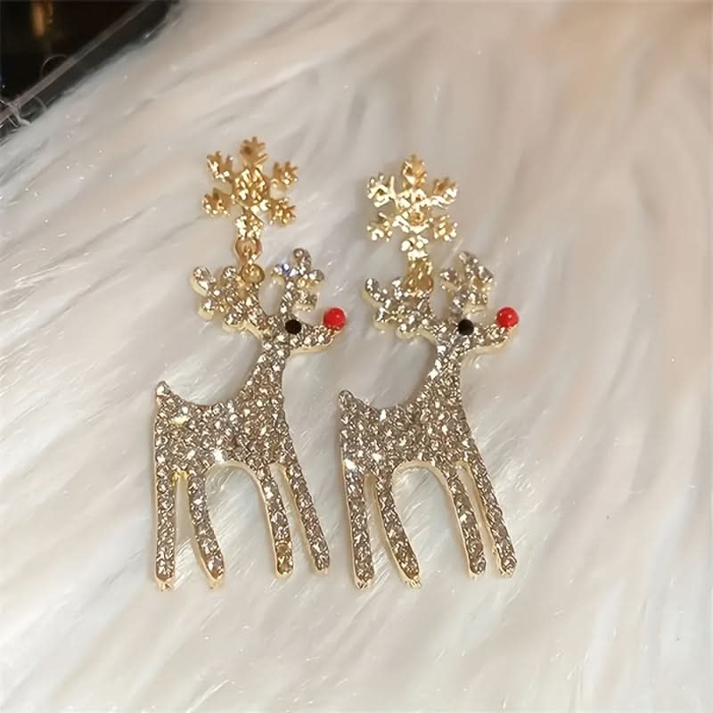 Snowflake Reindeer Pendant Earrings for Women