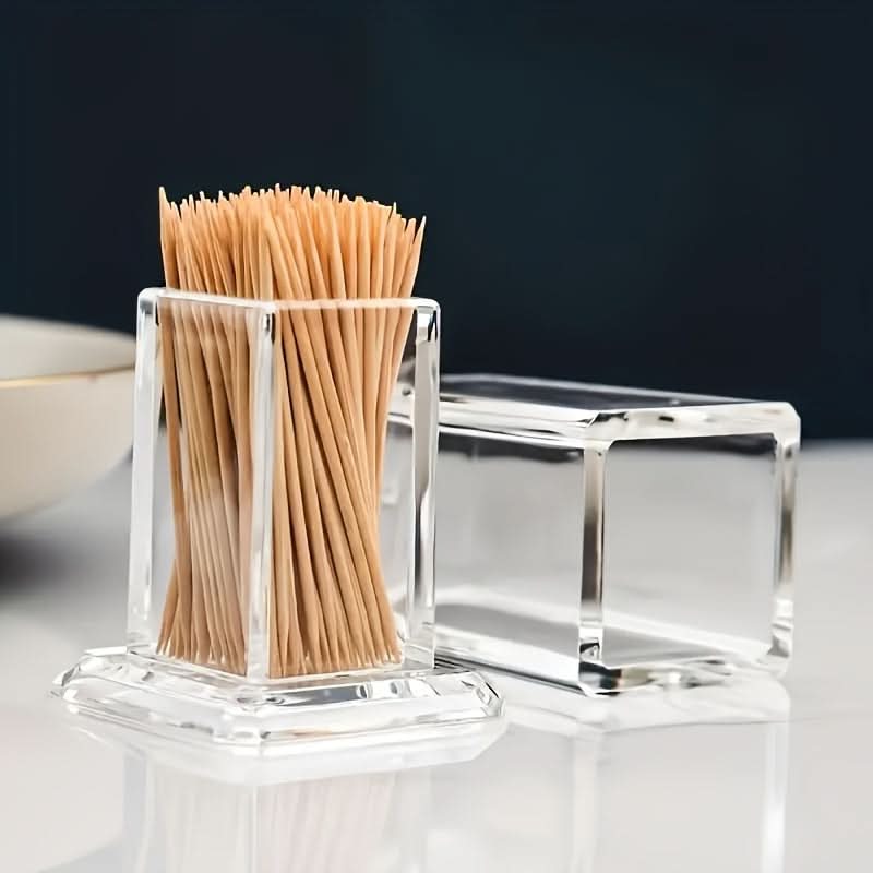 Clear Acrylic Toothpick Dispenser – Durable Square Holder