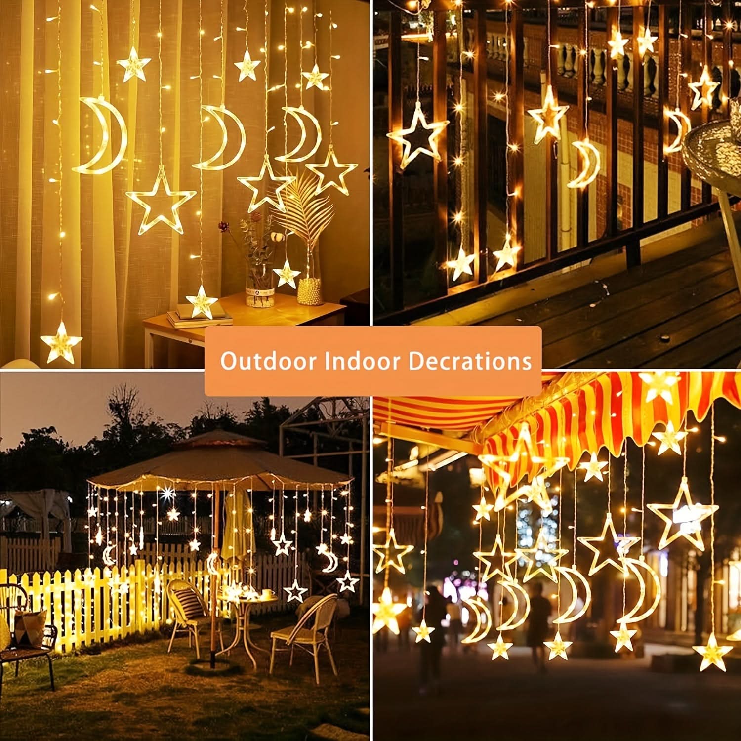 138 LED Solar Curtain Lights, Remote Control