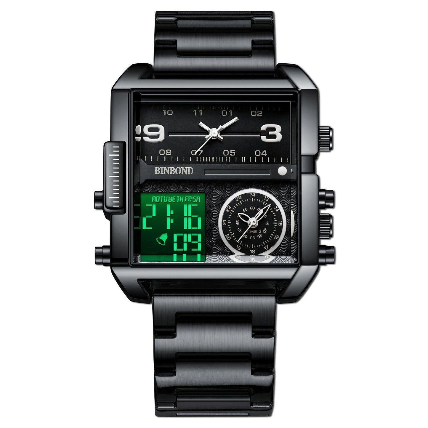 BINBOND Men's Fashion Large Dial Multi-functional Sports Quartz Watch