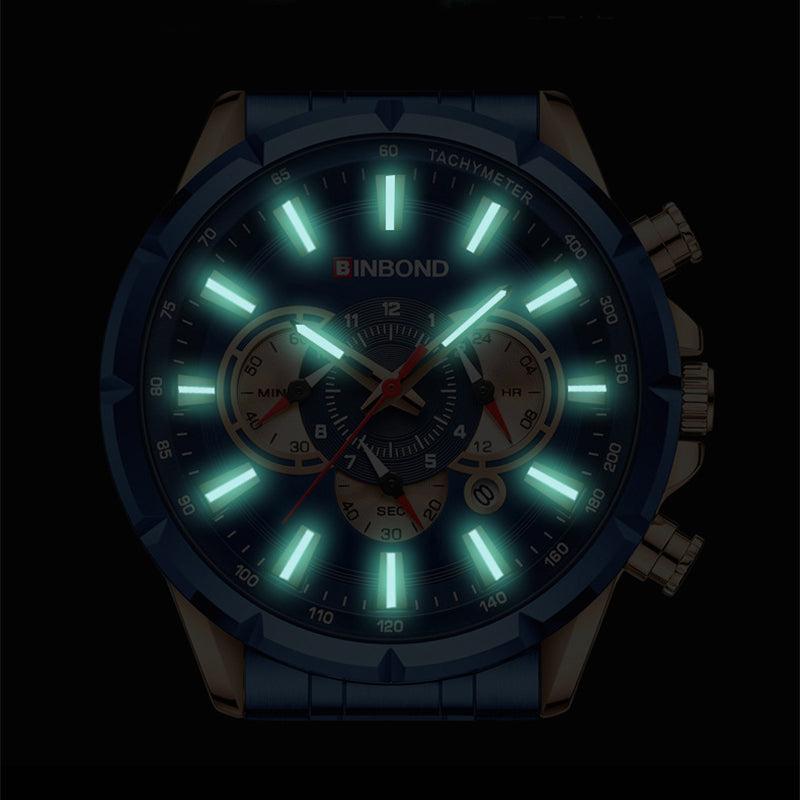 BINBOND Tactical Waterproof Watch Timing Multi-Pointer Quartz Watch