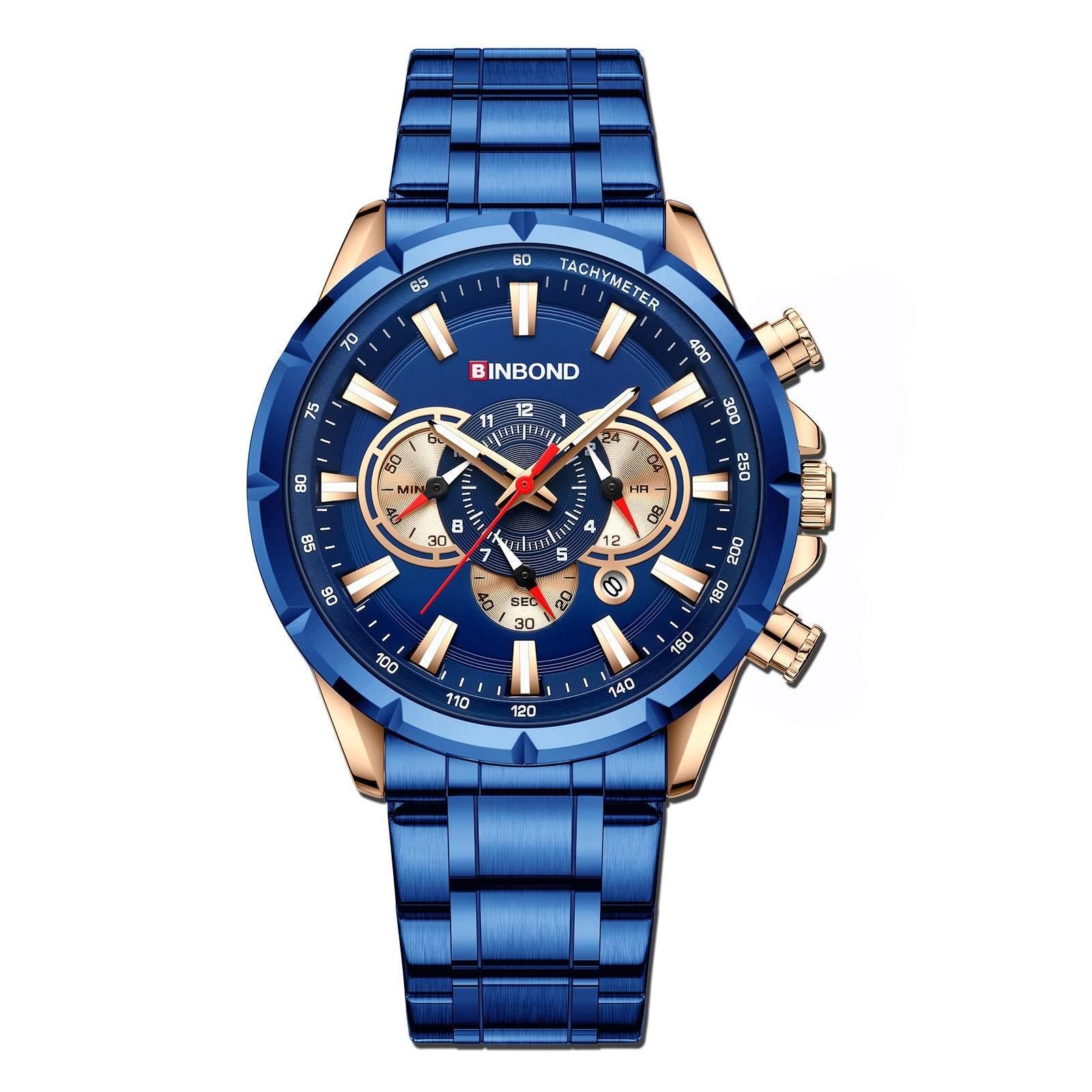 BINBOND Tactical Waterproof Watch Timing Multi-Pointer Quartz Watch