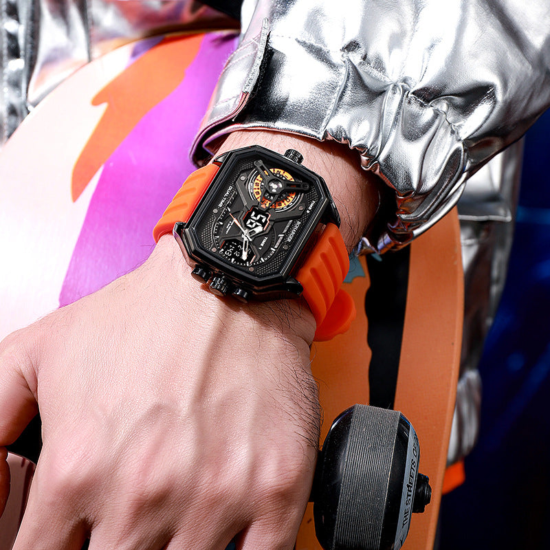 Bonarger 8026 Electronic Multi-functional Sports Luminous Waterproof Watch For Men