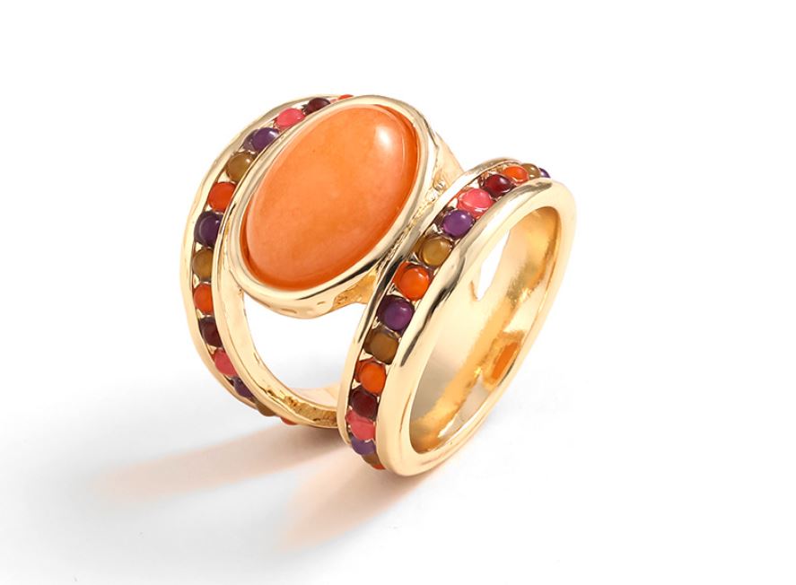 Vintage Turquoise Tiger Eye Ring – Antique Oval Gem Statement Ring for Women