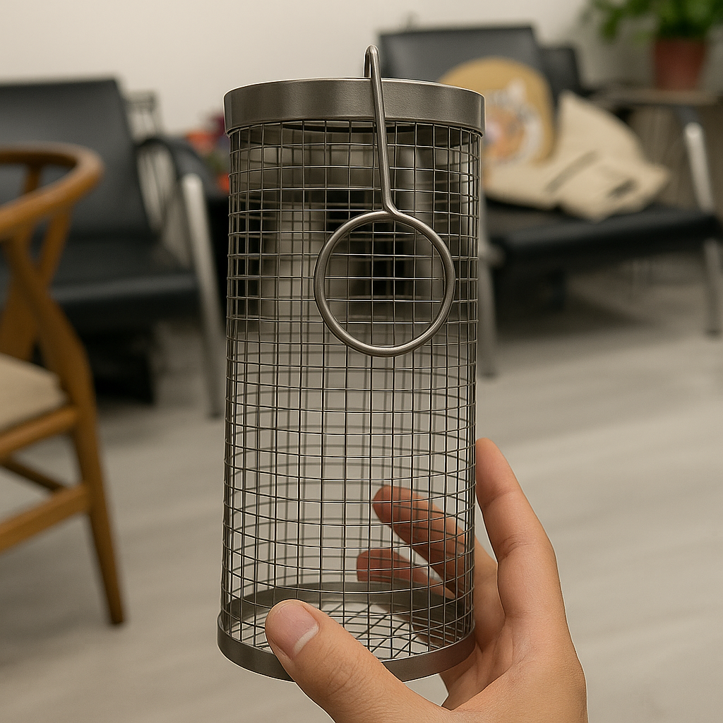 Stainless Steel BBQ Smoking Cylinder – Portable, Rust-Proof Grill Net