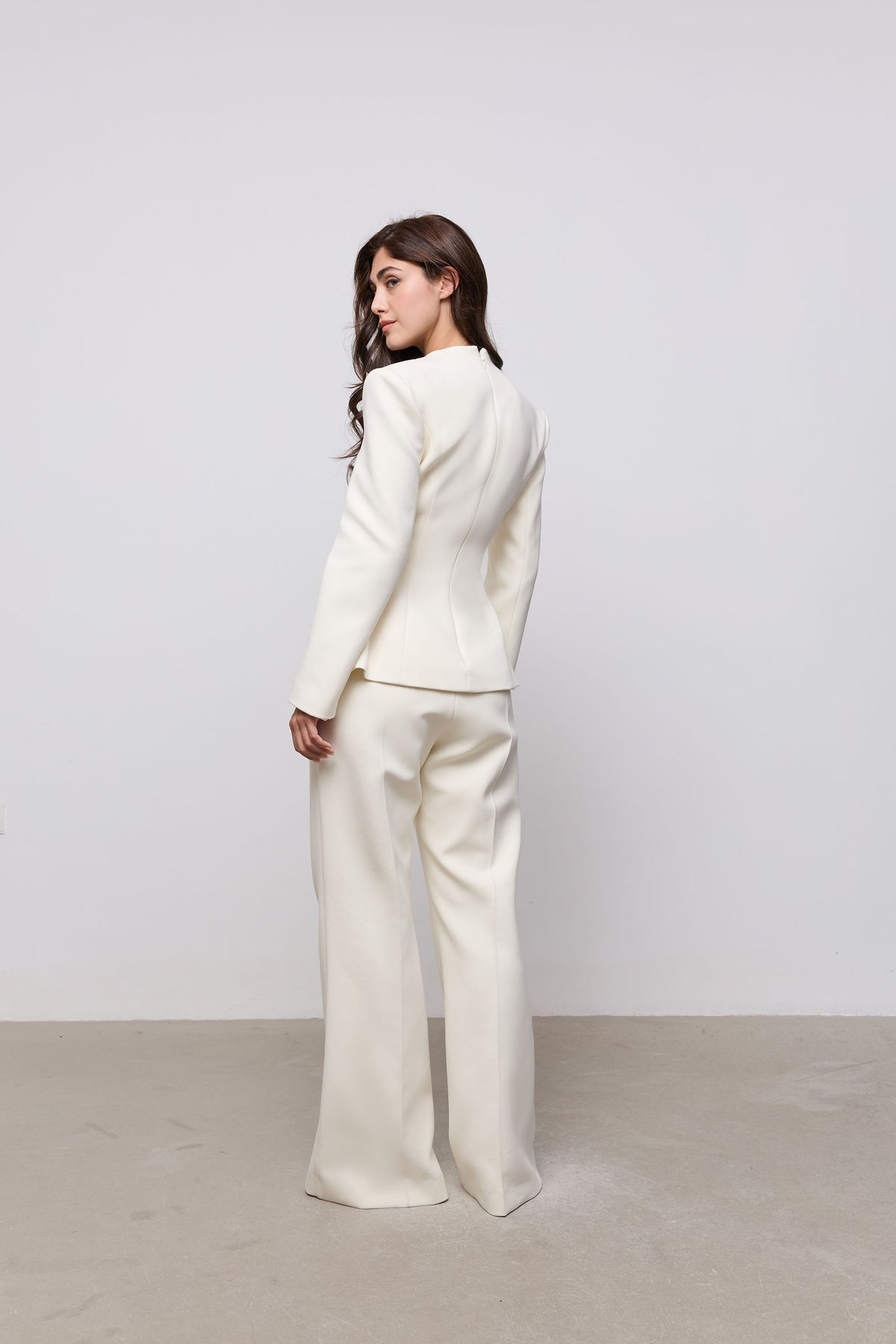 Cotton Mix Structured Trousers