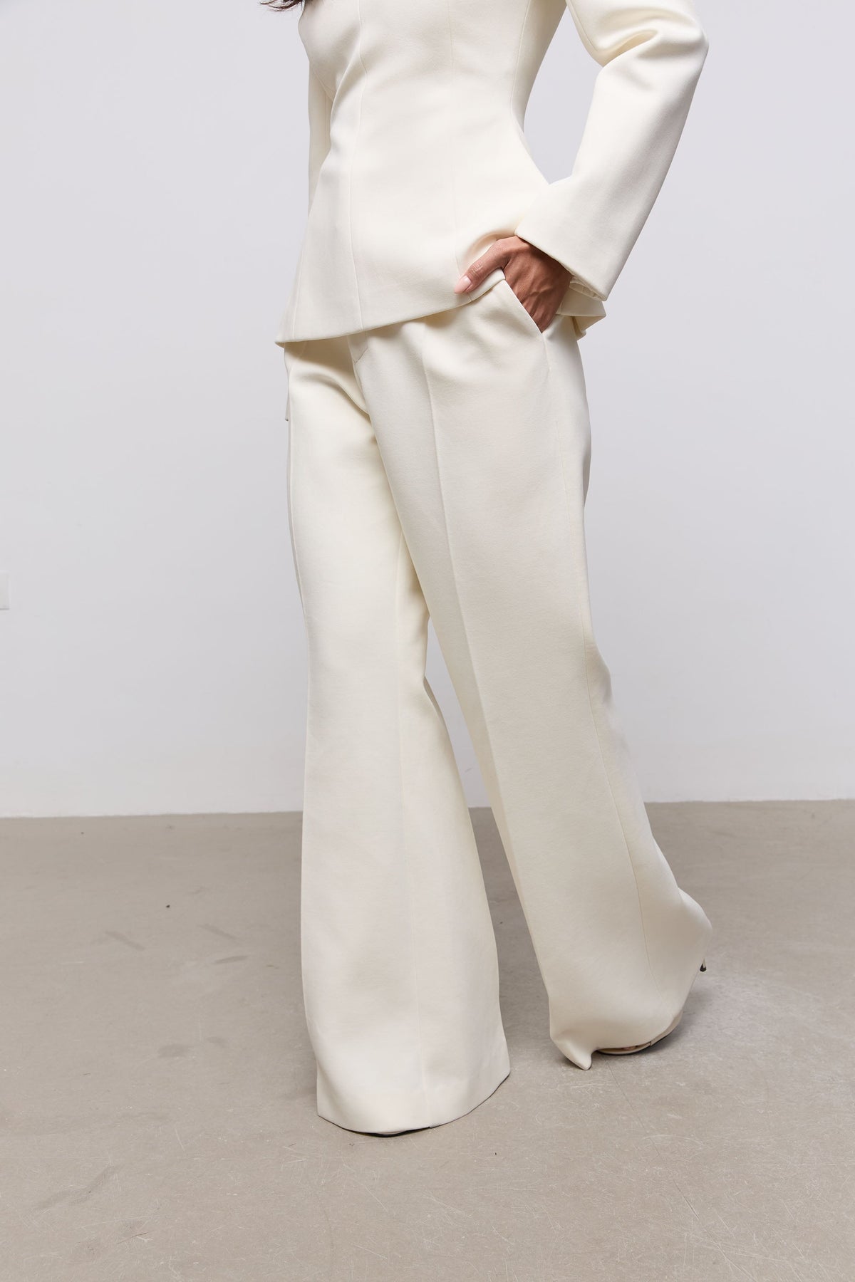 Cotton Mix Structured Trousers
