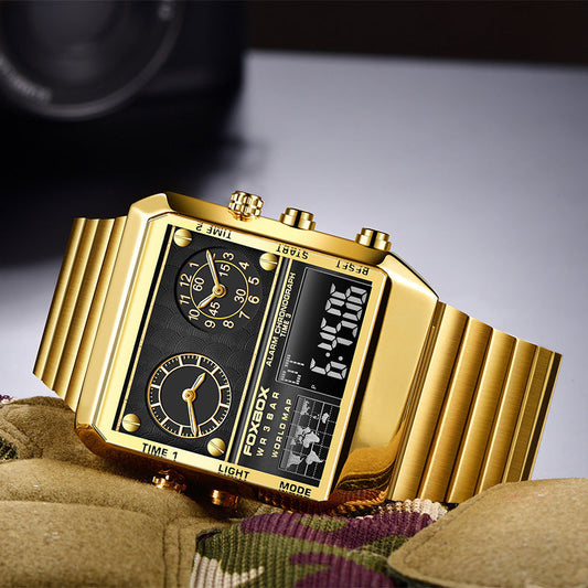 Foxbox Big Dial Stainless Steel multi time sports watch for Men FB0011S