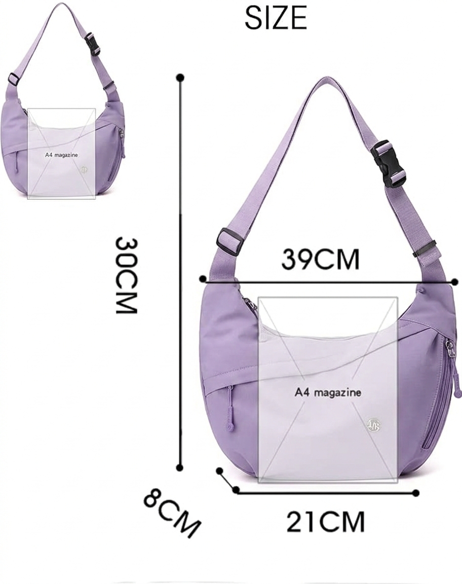 Nylon Crossbody Bag – Ultra-Light Dumpling Shoulder Purse for Women