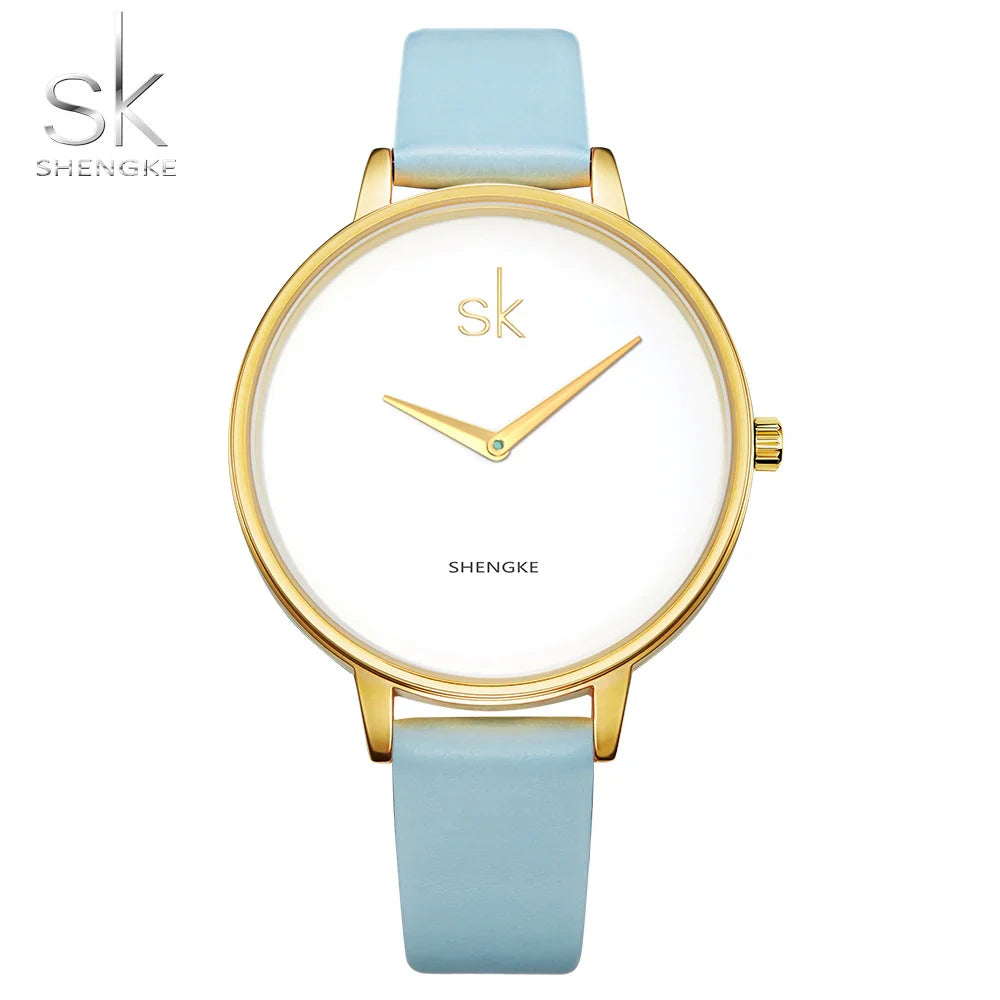 SK Women’s Quartz Watch – Leather Strap Wristwatch with 3ATM Waterproof Design