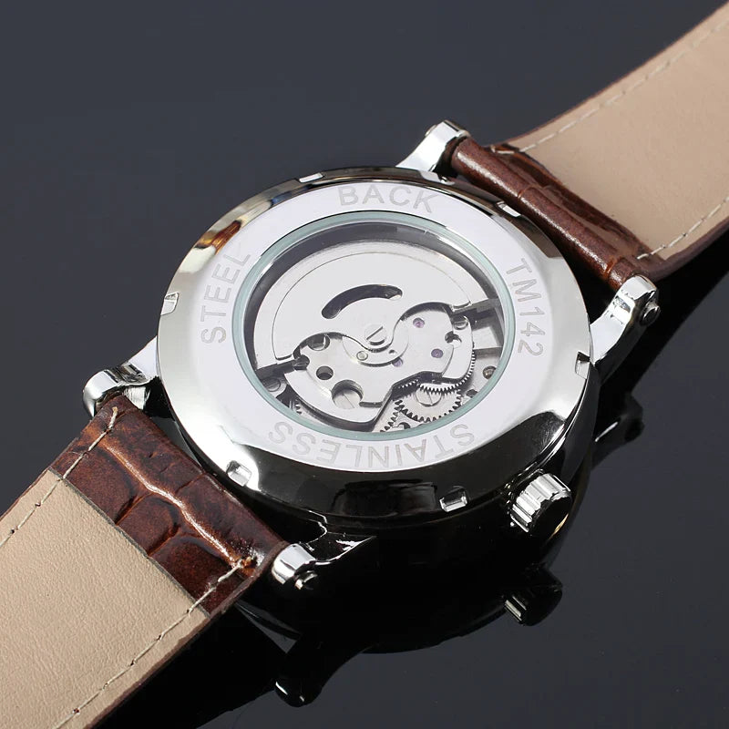 T-Winner Men’s Automatic Mechanical Watch – Retro Leather Strap, Shock Resistant