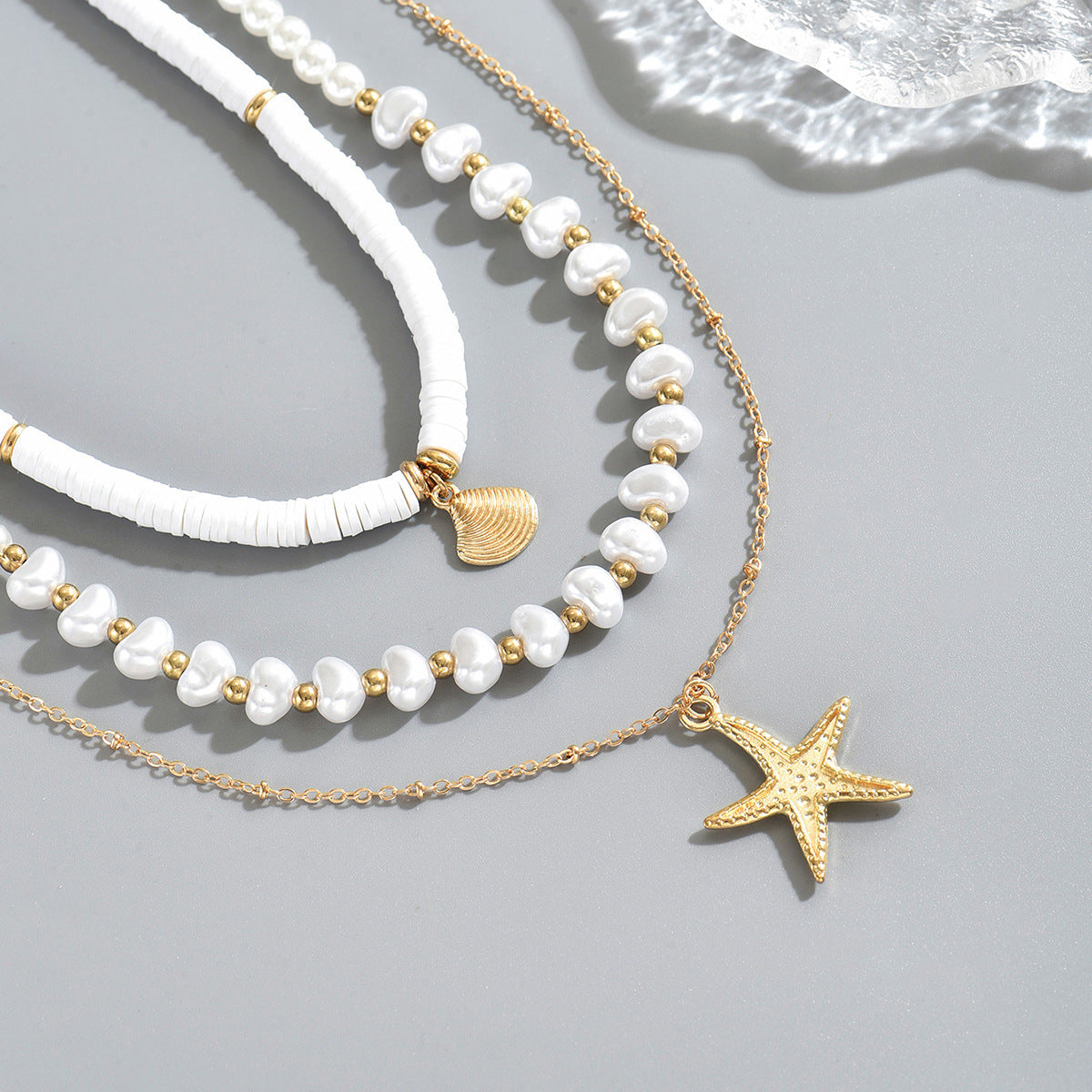 Coastal Charm Bead Mix Necklace for Women – Fashionable Alloy Jewelry
