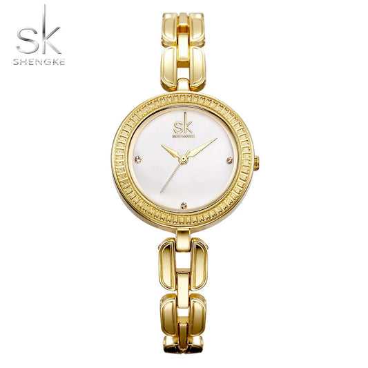 SK Women’s Luxury Quartz Bracelet Watch – Classic Alloy Waterproof Wristwatch