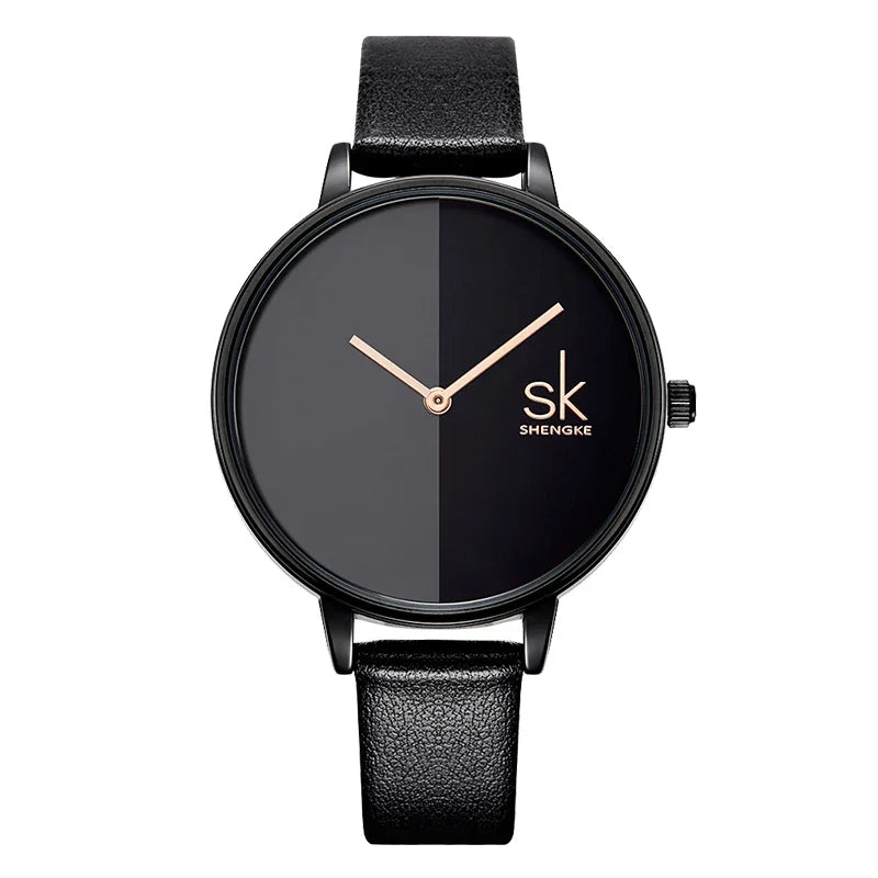 SK Classic Women’s Quartz Watch – Fashion Leather Strap Waterproof Wristwatch