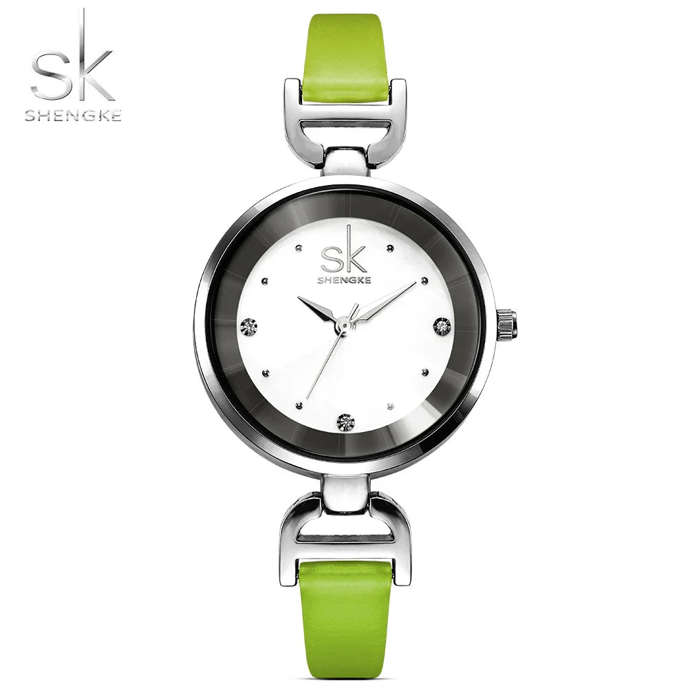 SK Women’s Leather Strap Watch – Luxury Waterproof Fashion Wristwatch
