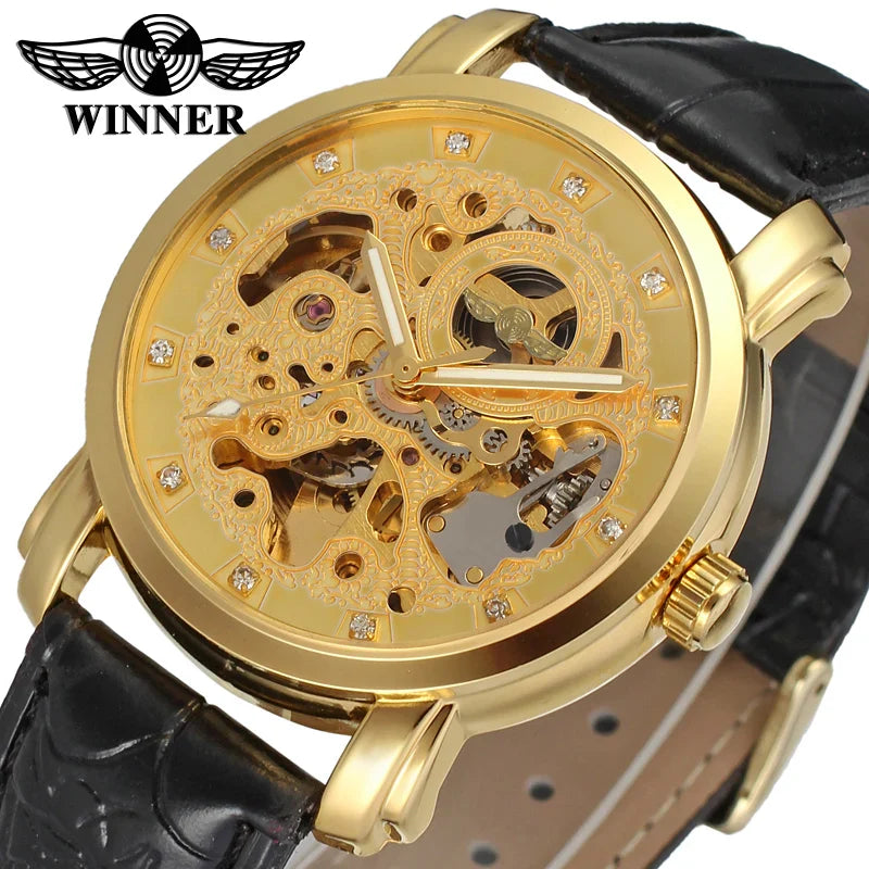 T-WINNER Skeleton Automatic Mechanical Watch for Men – Luxury Leather Strap Timepiece