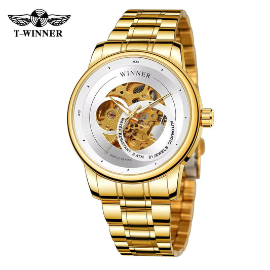 T-Winner Victor Automatic Skeleton Watch – Fashion Mechanical Men’s Business Timepiece