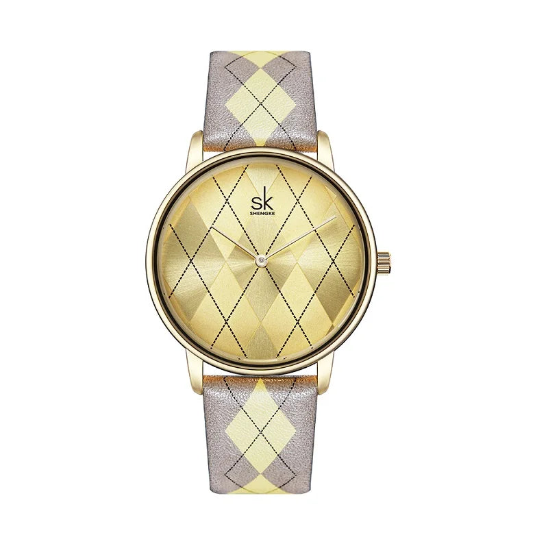 SK Women’s Vintage Quartz Watch – Leather Strap, Waterproof Design