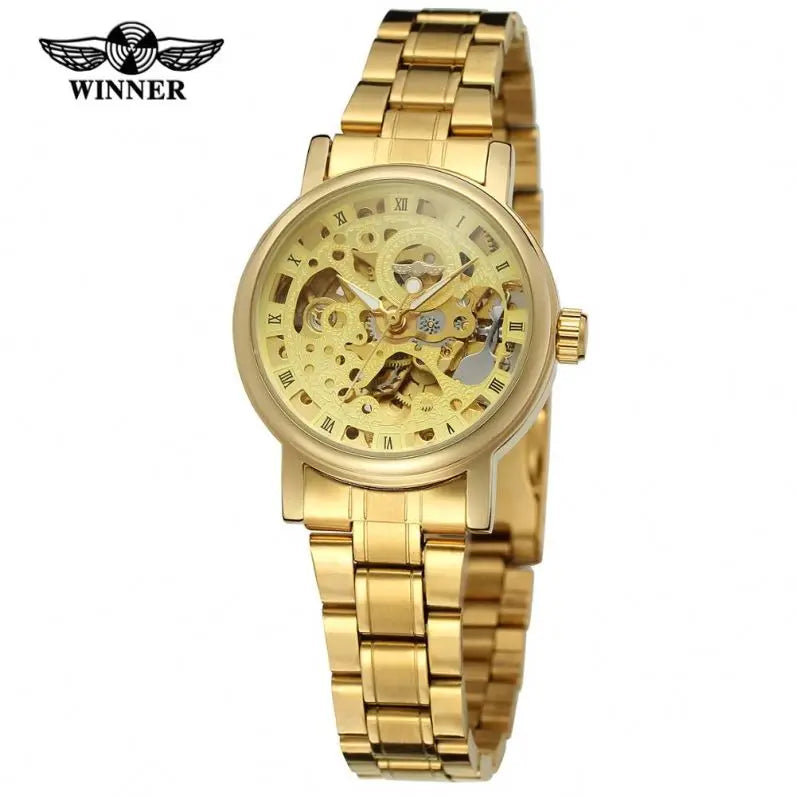 T-WINNER Unisex Automatic Skeleton Watch – Vintage Steel Band Mechanical Wristwatch
