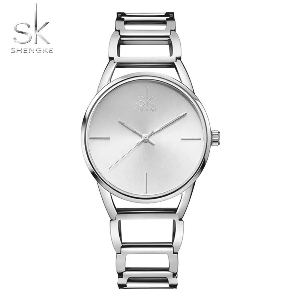 SK Women’s Casual Quartz Leather Strap Watch – Round Analog Waterproof Wristwatch