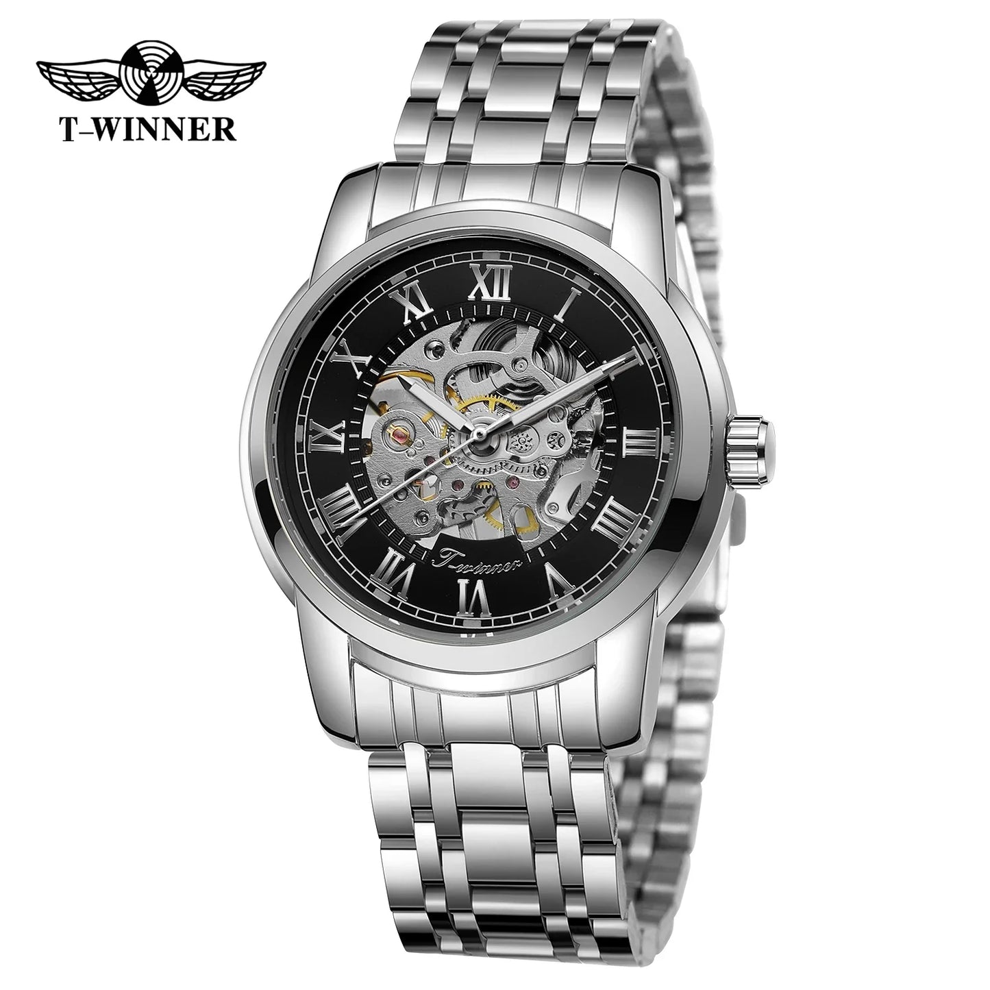 T-Winner Luxury Men’s Automatic Mechanical Watch – Stainless Steel, Water Resistant