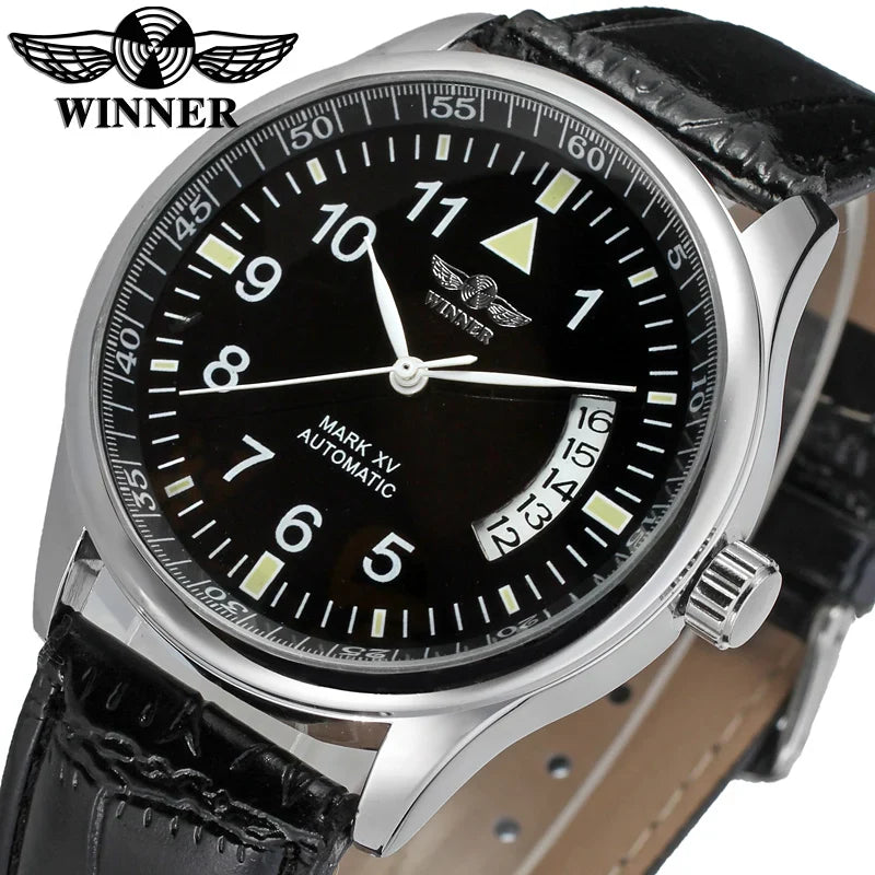 T-Winner Men’s Automatic Mechanical Watch – Retro Leather Strap, Business Style