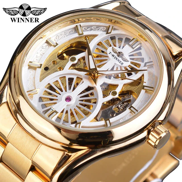 Winner Skeleton Automatic Mechanical Watch for Men – Stainless Steel Waterproof Timepiece