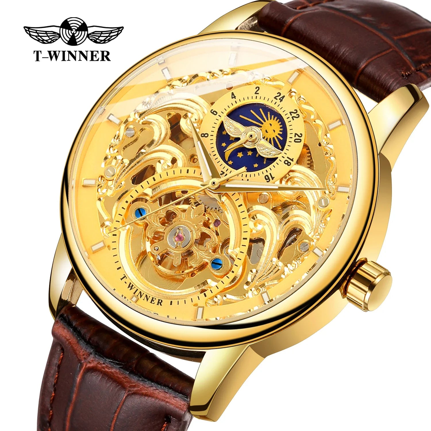T-WINNER Luxury Automatic Mechanical Watch for Men – Leather Strap