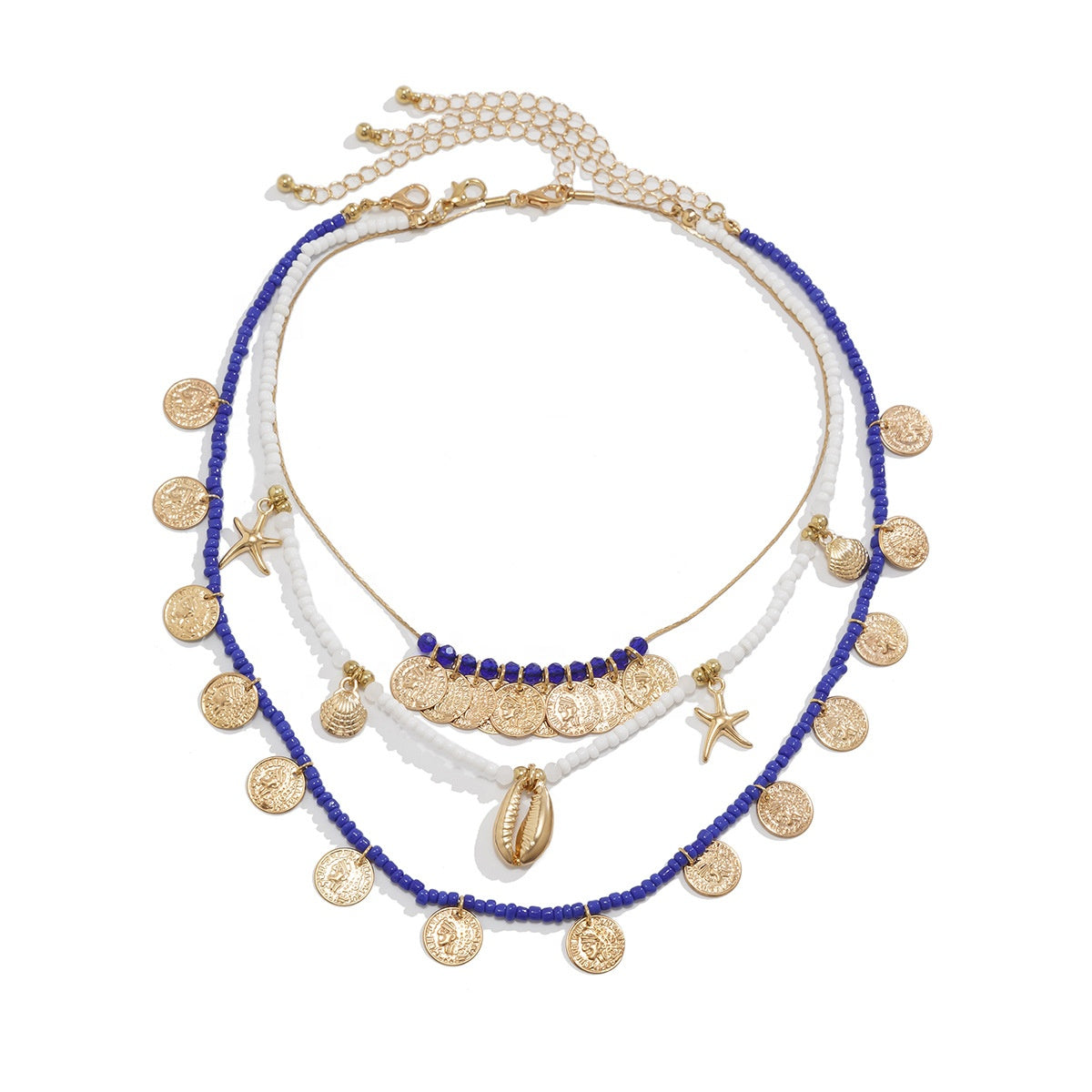 Ocean Medley Charm Cluster Necklace for Women – Fashionable Alloy Jewelry