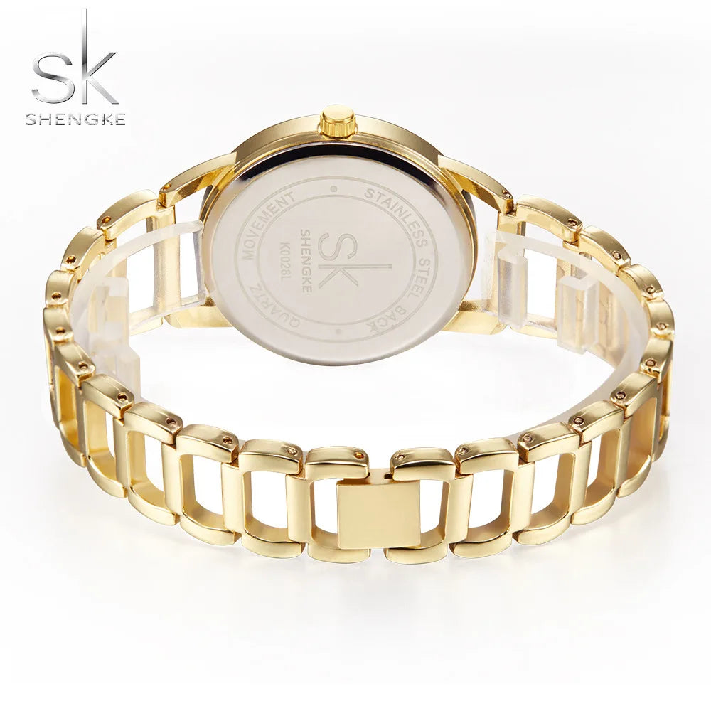 SK Women’s Casual Quartz Leather Strap Watch – Round Analog Waterproof Wristwatch