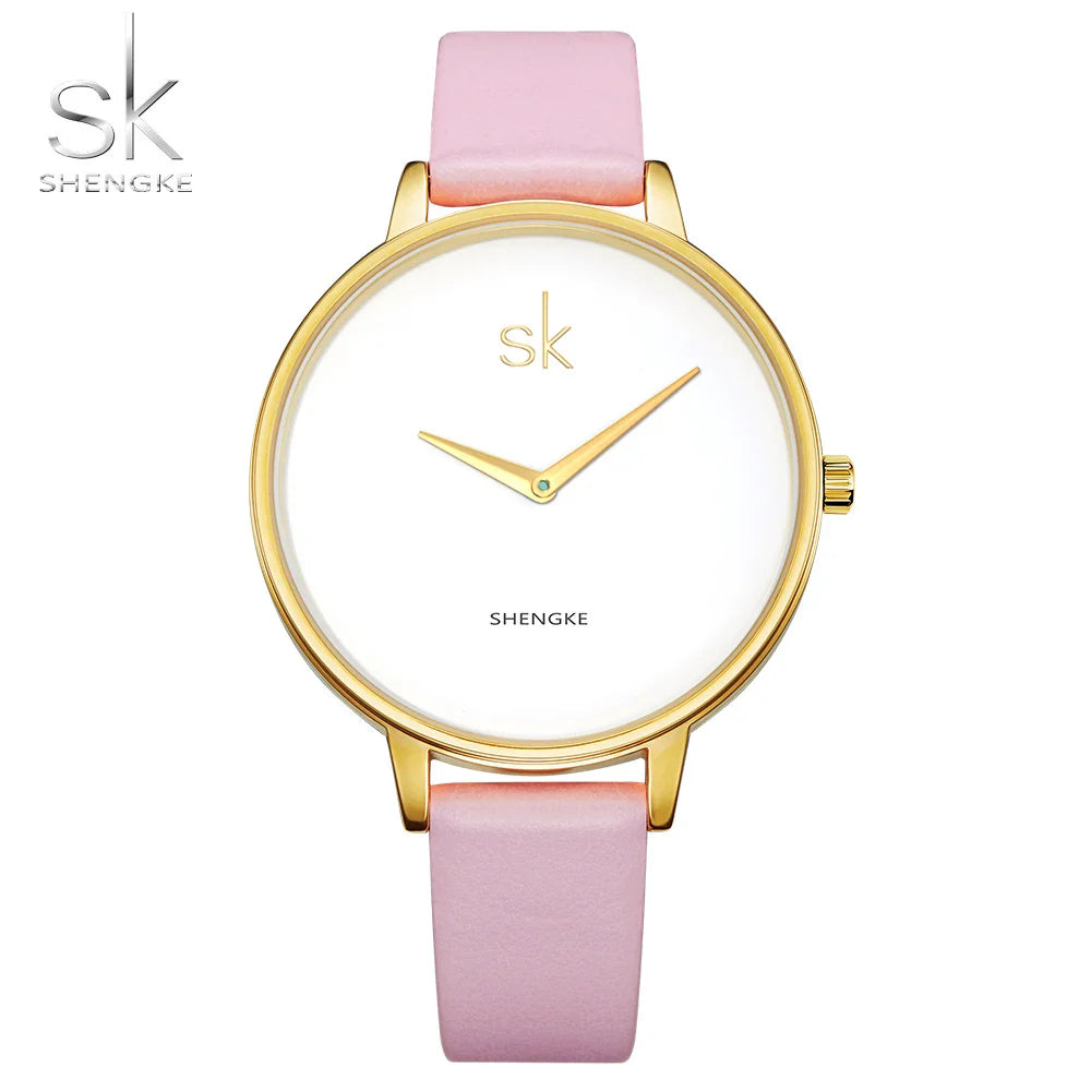 SK Women’s Quartz Watch – Leather Strap Wristwatch with 3ATM Waterproof Design