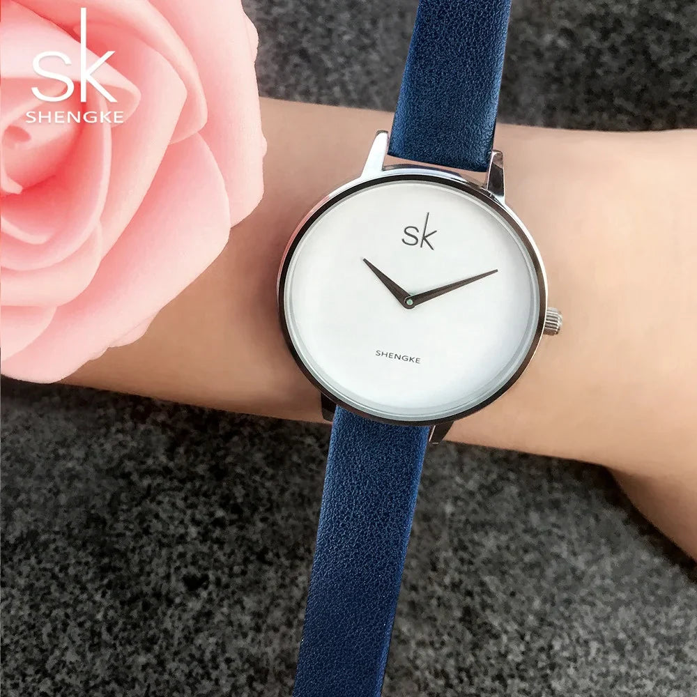 SK Women’s Quartz Watch – Leather Strap Wristwatch with 3ATM Waterproof Design