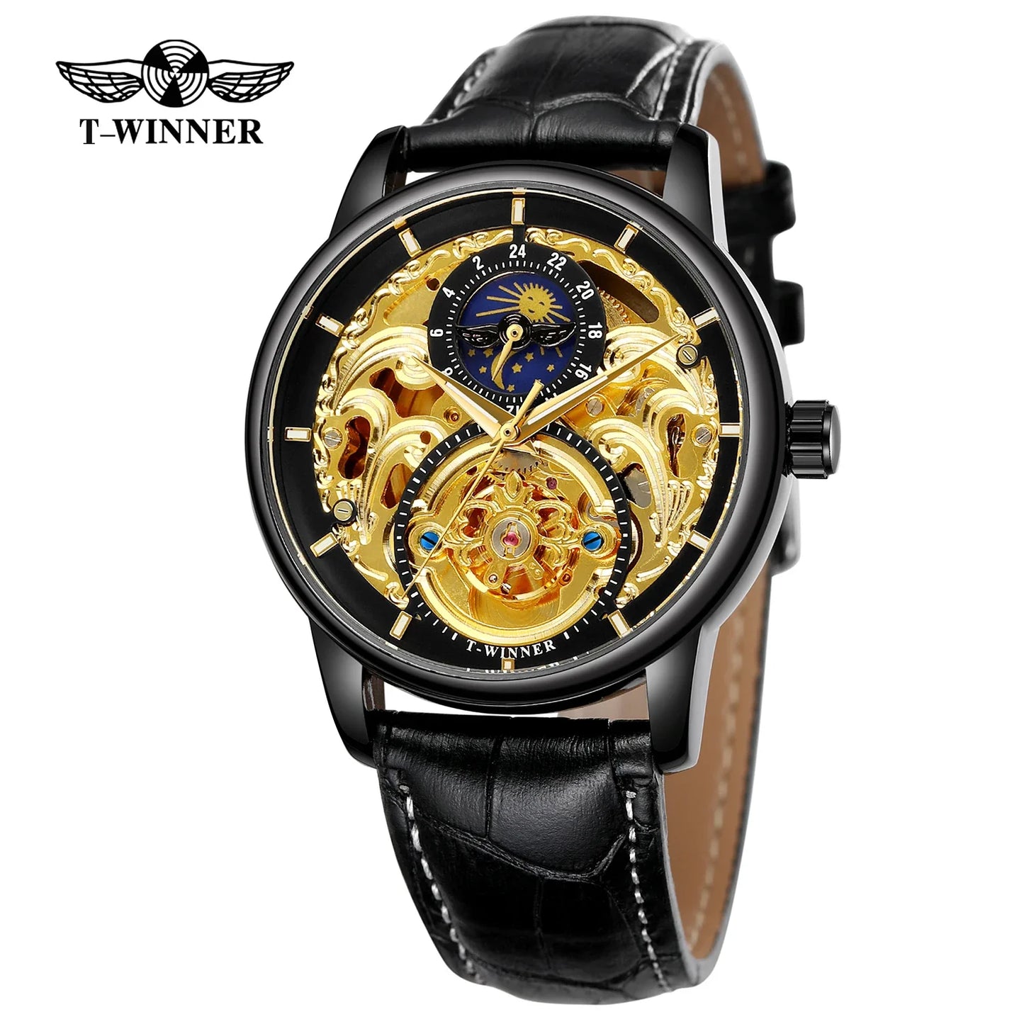 T-WINNER Luxury Automatic Mechanical Watch for Men – Leather Strap