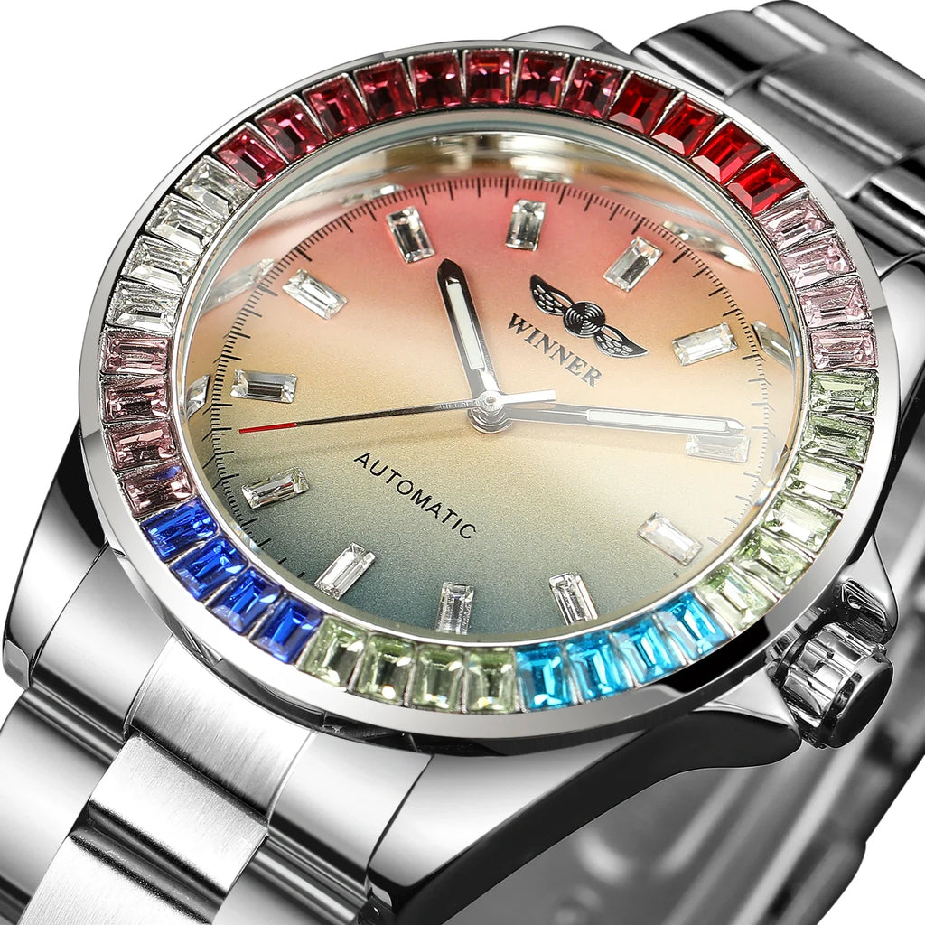 T-Winner Men’s Moon Phase Mechanical Watch – Luminous Stainless Steel Wristwatch