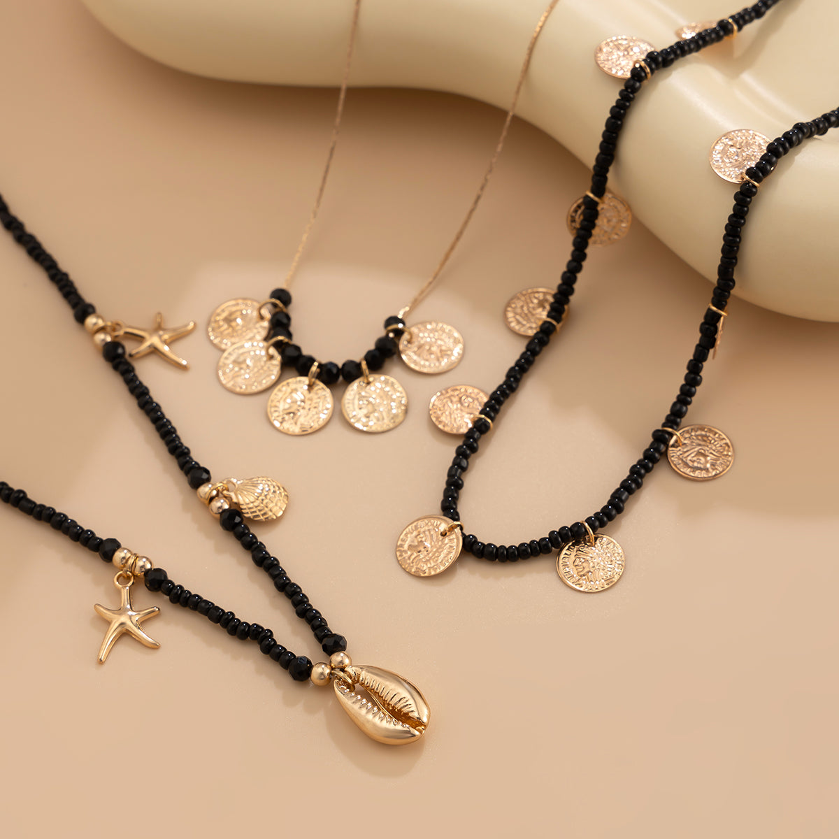Midnight Coast Charm Bead Necklace for Women – Fashionable Alloy Jewelry