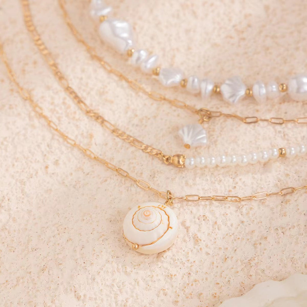 Spiral Pearl Layer Necklace for Women – Fashionable Alloy Jewelry