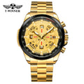 T-Winner Men’s Automatic Tachymeter Watch – Luminous Hollow Dial, Stainless Steel