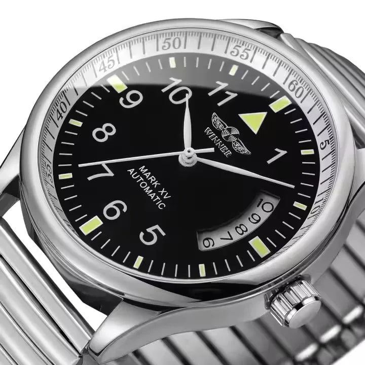 T-Winner Men’s Mechanical Watch – Silver Round Dial, Stainless Steel Strap