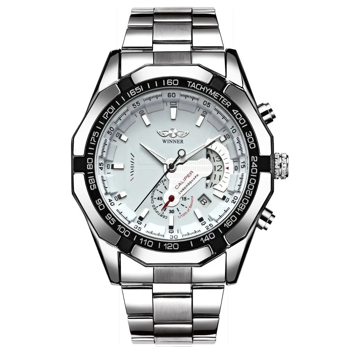 T-WINNER Men’s Mechanical Watch – Retro Stainless Steel Chronograph Business Watch