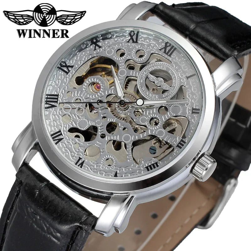 T-WINNER Skeleton Automatic Mechanical Watch for Men – Luxury Leather Strap Timepiece