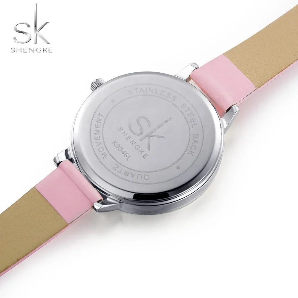 SK Women’s Quartz Watch – Leather Strap Wristwatch with 3ATM Waterproof Design
