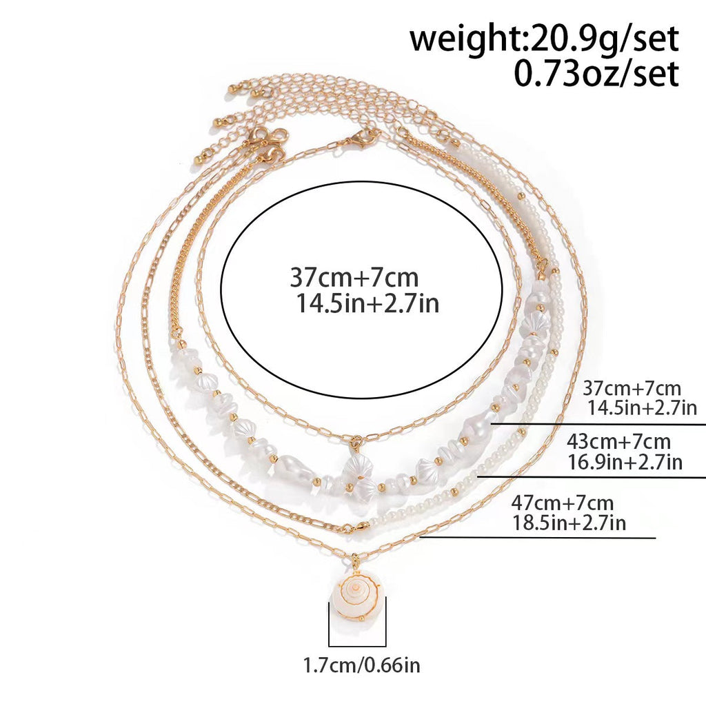 Spiral Pearl Layer Necklace for Women – Fashionable Alloy Jewelry