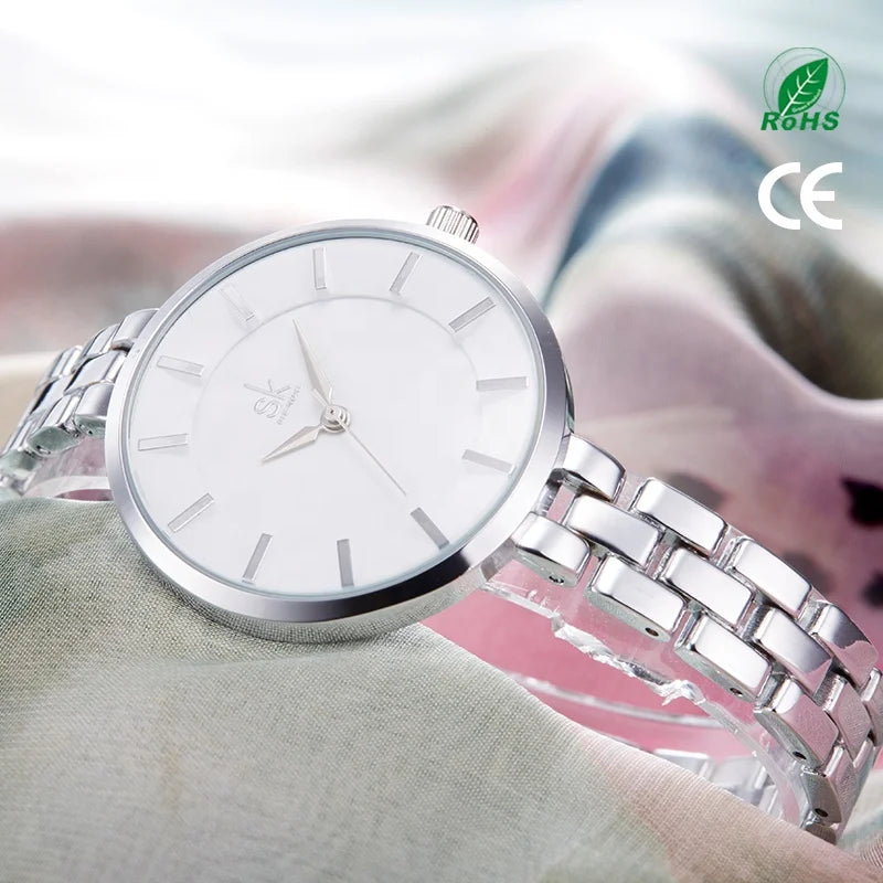 SK Women’s Quartz Bracelet Watch – Elegant Waterproof Alloy Wristwatch