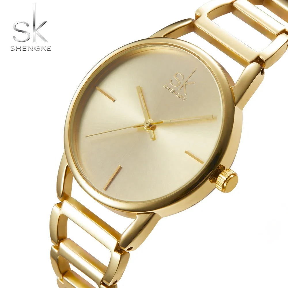 SK Women’s Casual Quartz Leather Strap Watch – Round Analog Waterproof Wristwatch