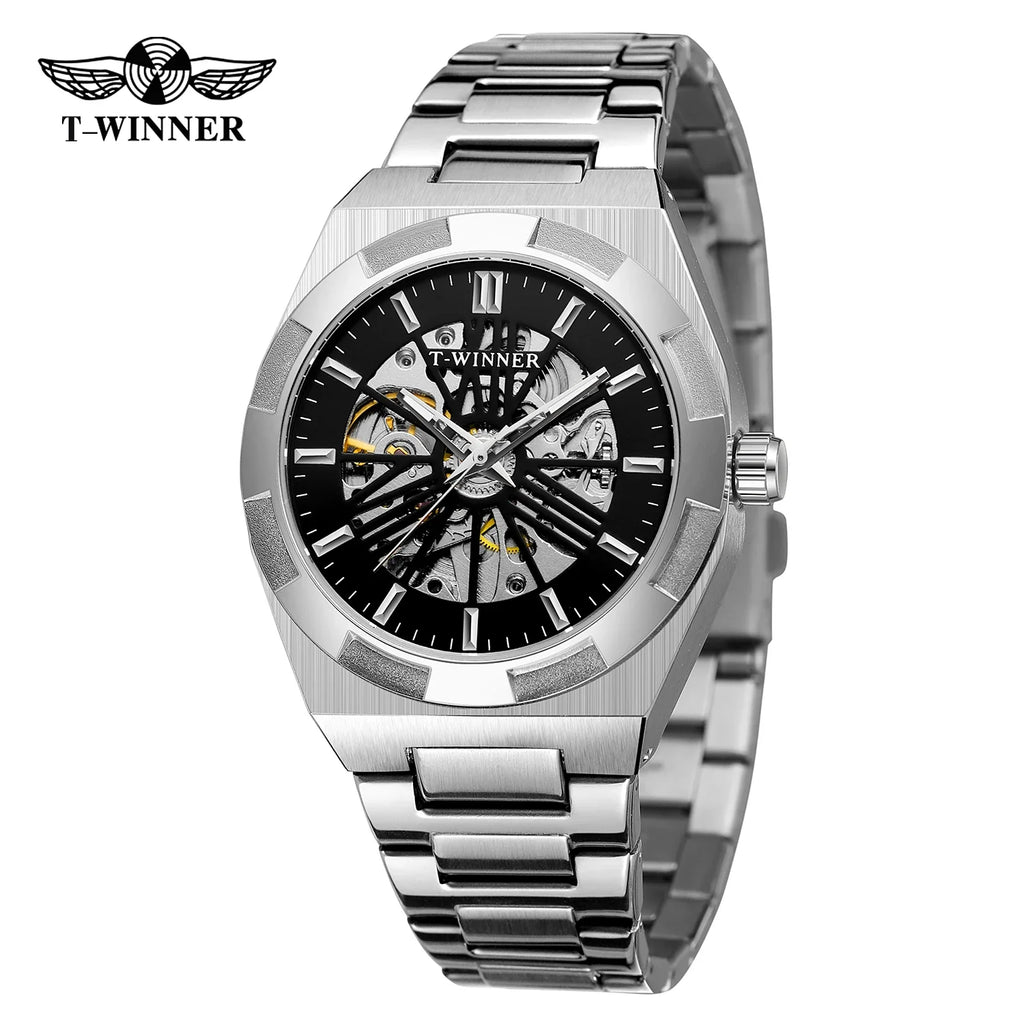 T-Winner Men’s Automatic Stainless Steel Watch – Luxury Business Wristwatch