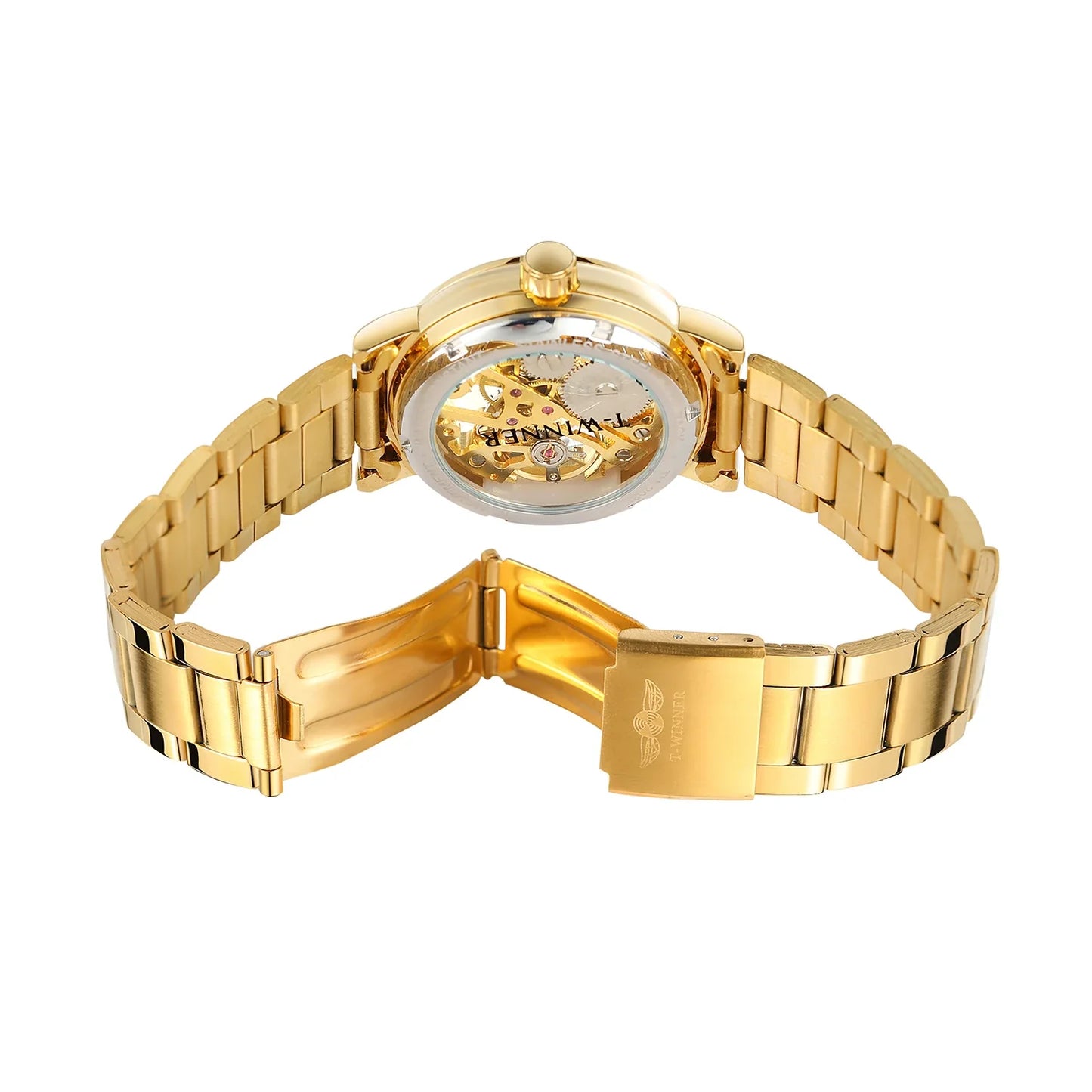 T-Winner Women’s Skeleton Mechanical Watch – Stainless Steel, Luminous Analog Timepiece