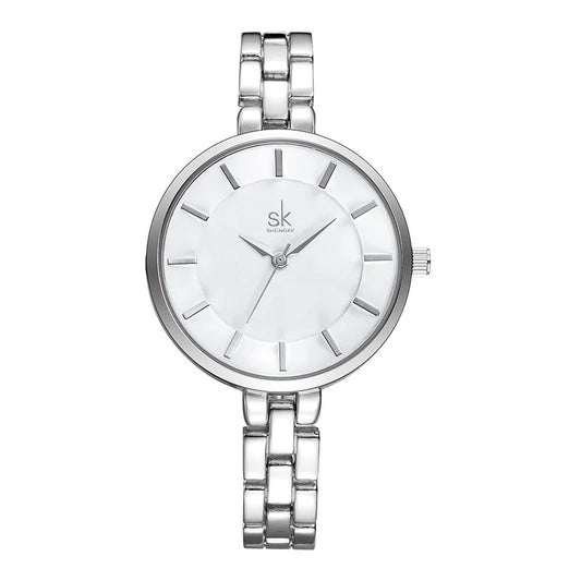 SK Women’s Quartz Bracelet Watch – Elegant Waterproof Alloy Wristwatch