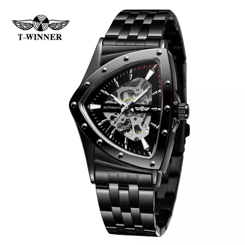 T-Winner Men’s Mechanical Watch – Triangular Dial Automatic Stainless Steel Band