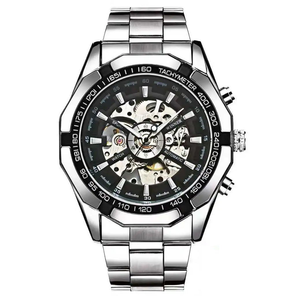 T-WINNER Men’s Mechanical Watch – Luxury Stainless Steel Chronograph Business Watch